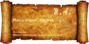 Maczinger Amand névjegykártya